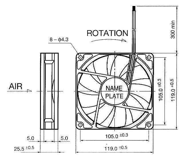 NMB Minebea 4710KL-05W-B50 Axiallüfter 24 V/DC 195 m³/h (L x B x H) 119 x 119 x 25mm