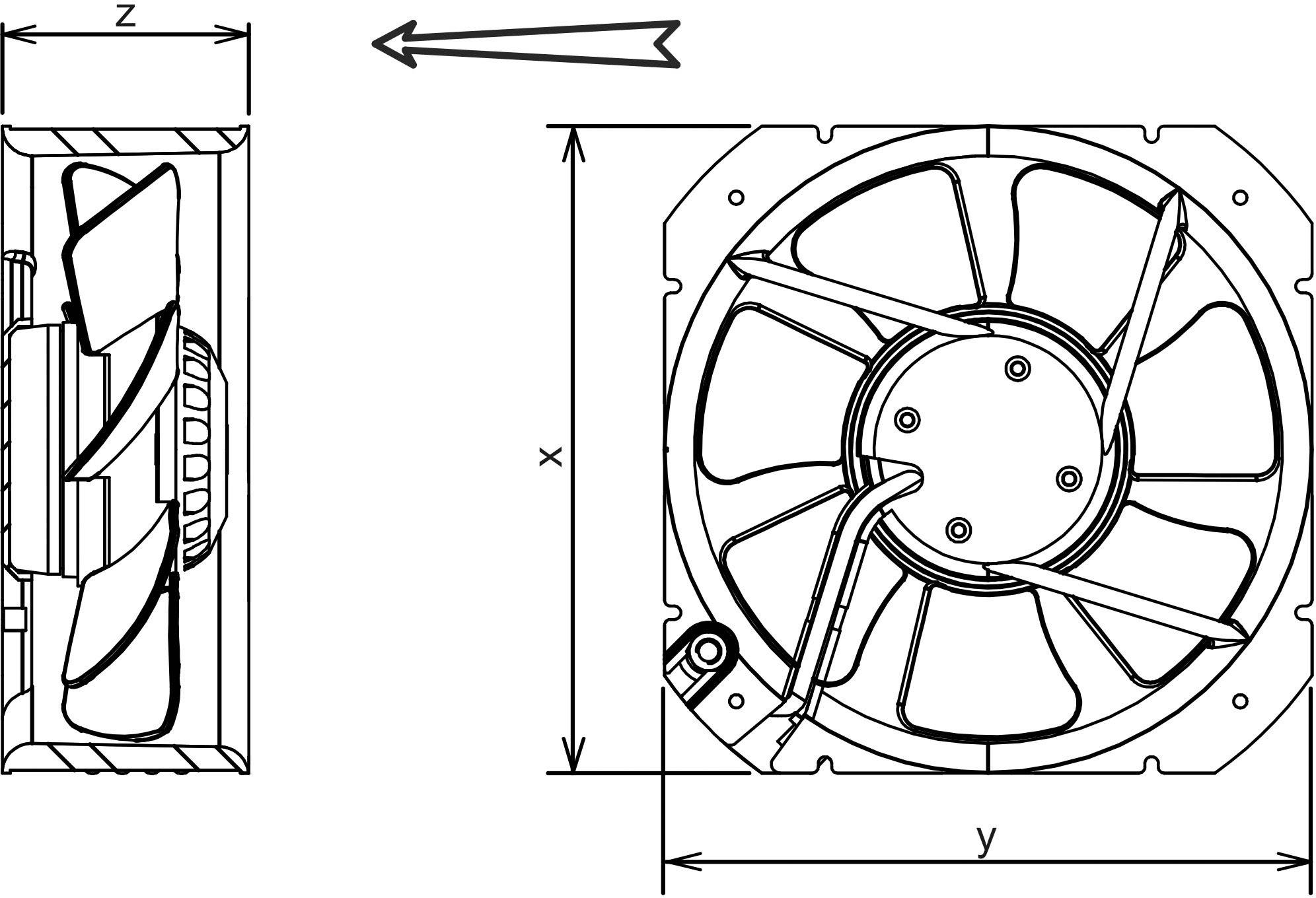 Ecofit 2VGC25 250V (D27-A0) Axiallüfter 230 V/AC 1705 m³/h (L x B x H) 280 x 280 x 80mm