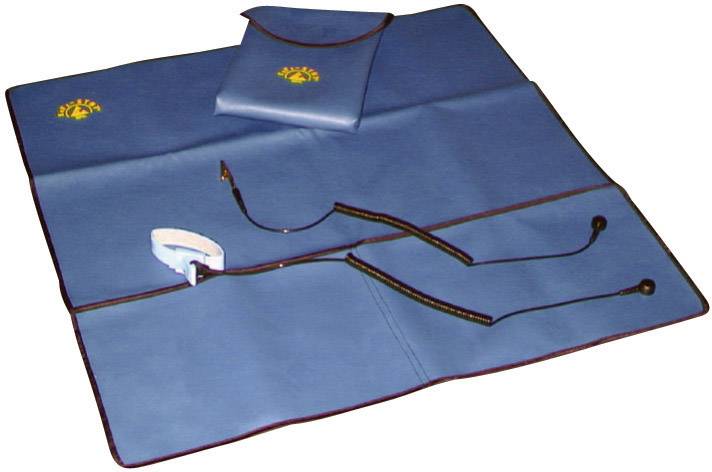 BJZ C-190 100N ESD-Service-Set Blau (L x B) 600mm x 600mm inkl. Erdungskabel, inkl. Erdungsarmband, inkl. Verbindungsleitung