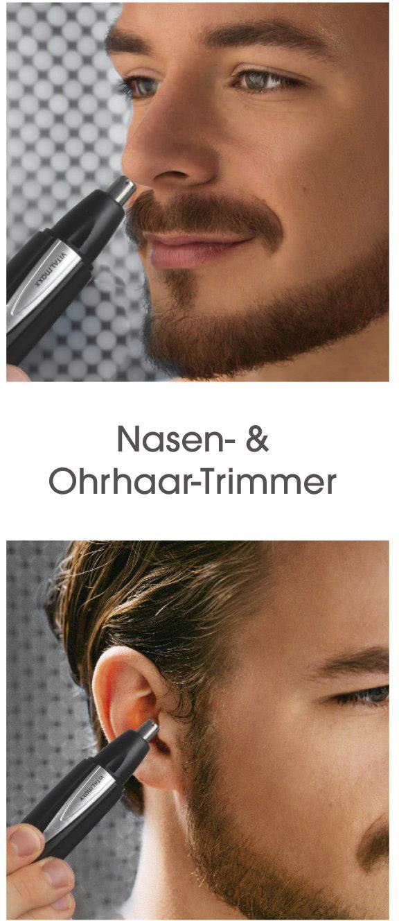 VitalMaxx Ohr-, Nasenhaartrimmer, Haarschneider, Körperhaartrimmer Schwarz