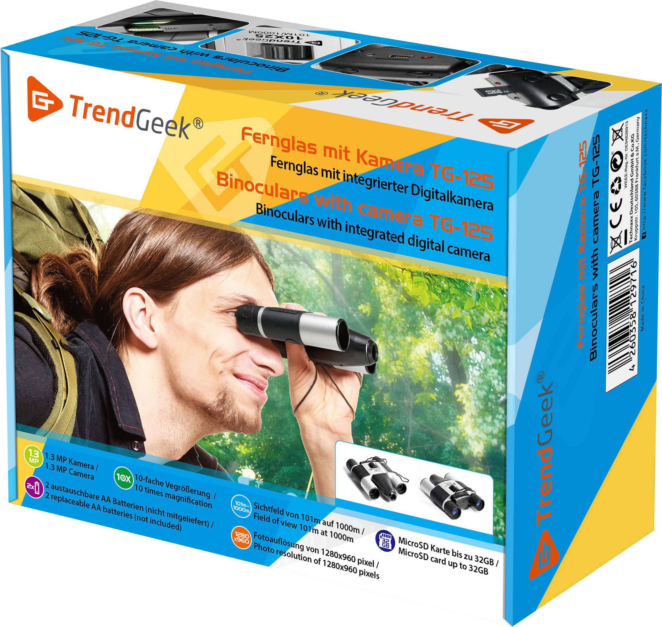 TrendGeek Fernglas mit Digitalkamera TG-125 10 x 25 mm Dachkant Silber 4790