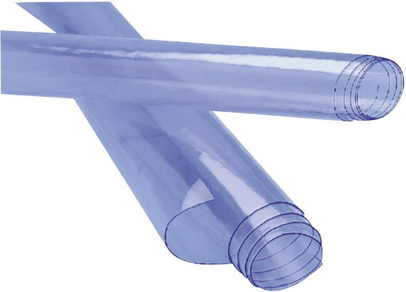 Zwei blaue Plastikschläuche, transparent und kreisförmig, liegen übereinander auf weißem Hintergrund.
