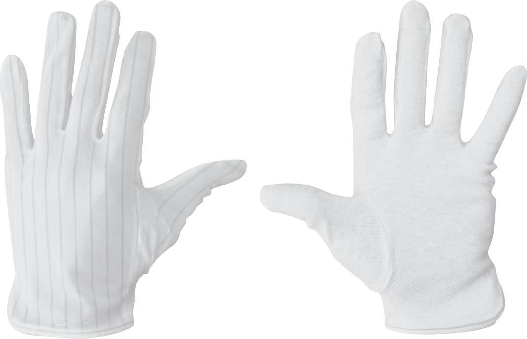 Zwei weiße Handschuhe, einer mit vertikalen Streifen und der andere ohne Muster, auf weißem Hintergrund.
