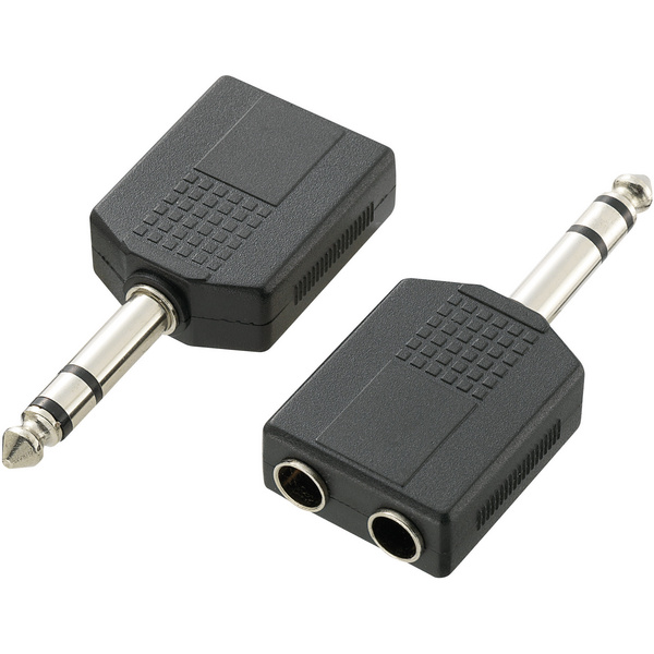 SpeaKa Professional Klinke Audio Y-Adapter [1x Klinkenstecker 6.35mm - 2x Klinkenbuchse 6.35 mm] Schwarz