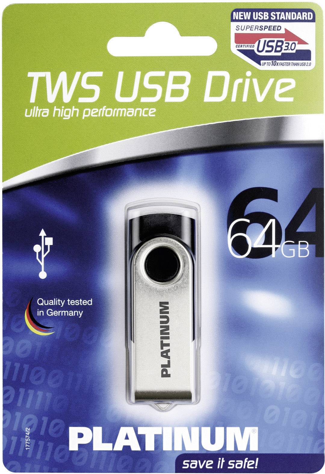 Platinum TWS USB-Stick 64GB Schwarz 177497 USB 3.2 Gen 1 (USB 3.0)