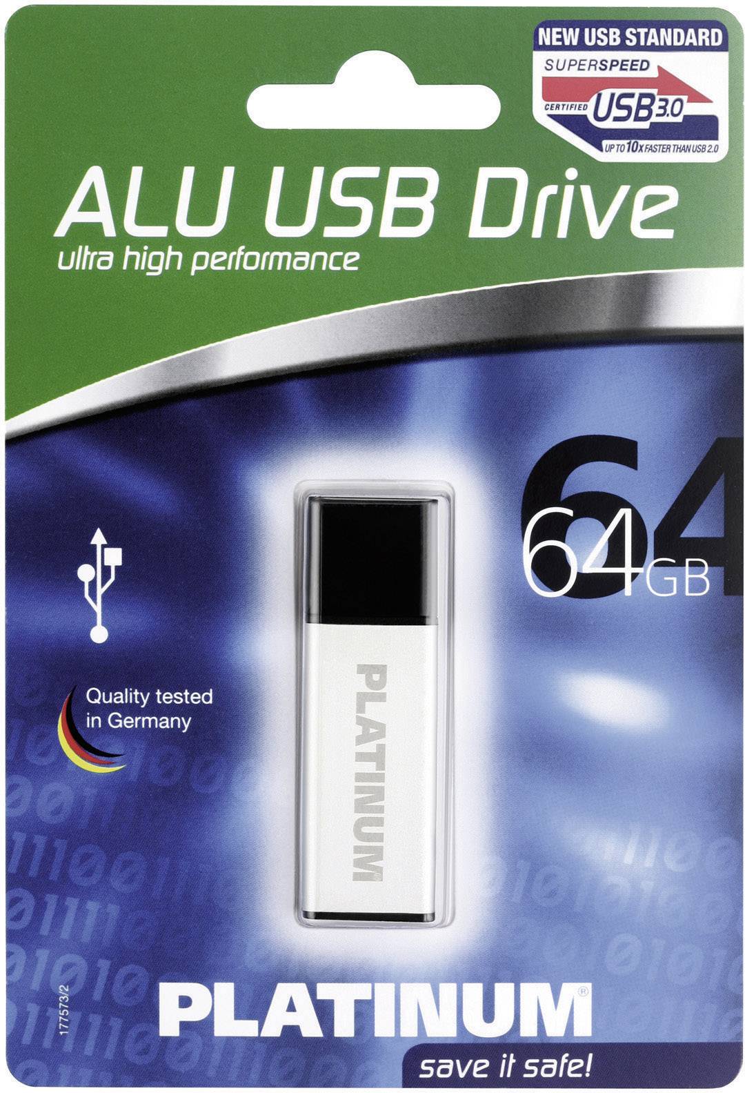 Platinum ALU USB-Stick 64 GB Silber 177496 USB 3.2 Gen 1 (USB 3.0)
