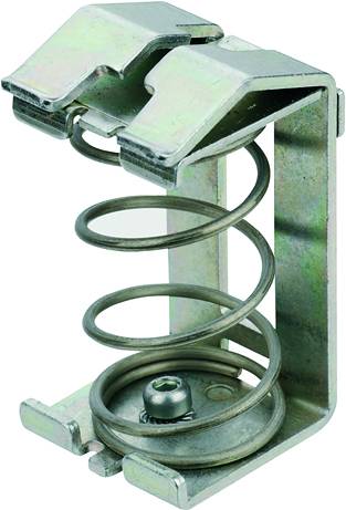 Metallfedermechanismus in offenem Halter, mit spiralförmiger Feder an der Basis; verwendet zur elektrischen Kontaktierung.