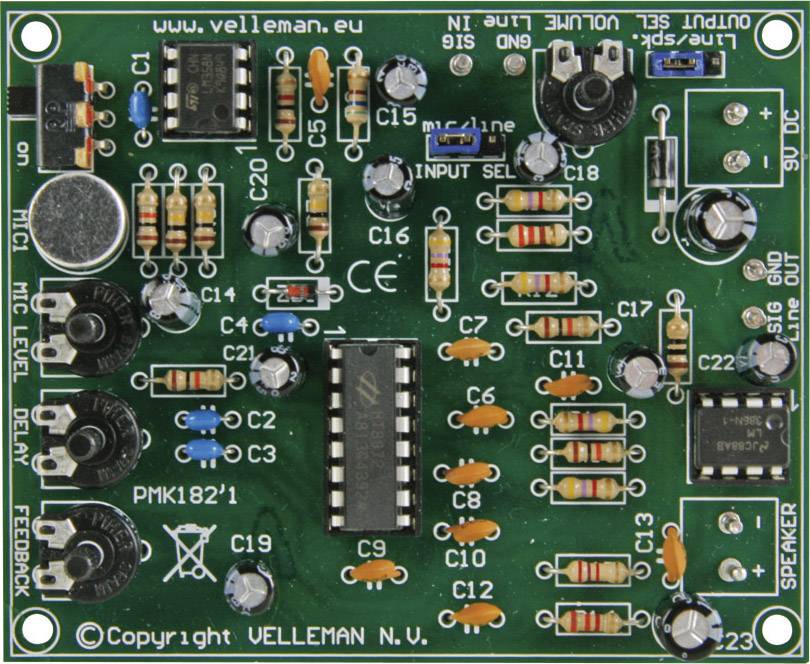 Whadda MK182 Digitaler Echo-Generator Bausatz 9 V/DC, 12 V/DC