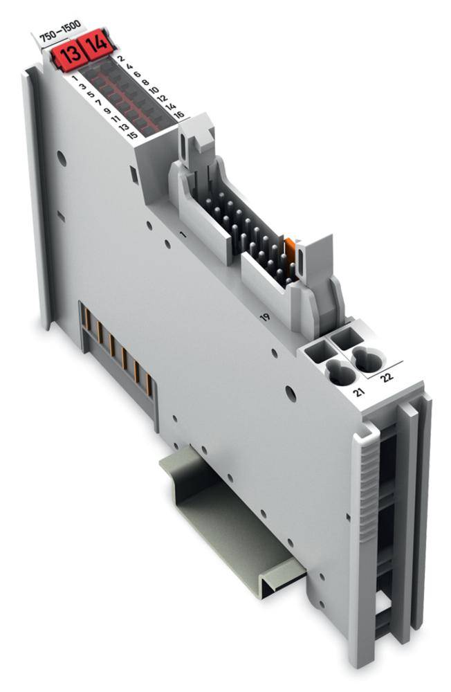 Industrie-elektronische Komponente, mit mehreren Anschlussklemmen und Nummerierung. Verwendet für elektrische Verbindungen.
