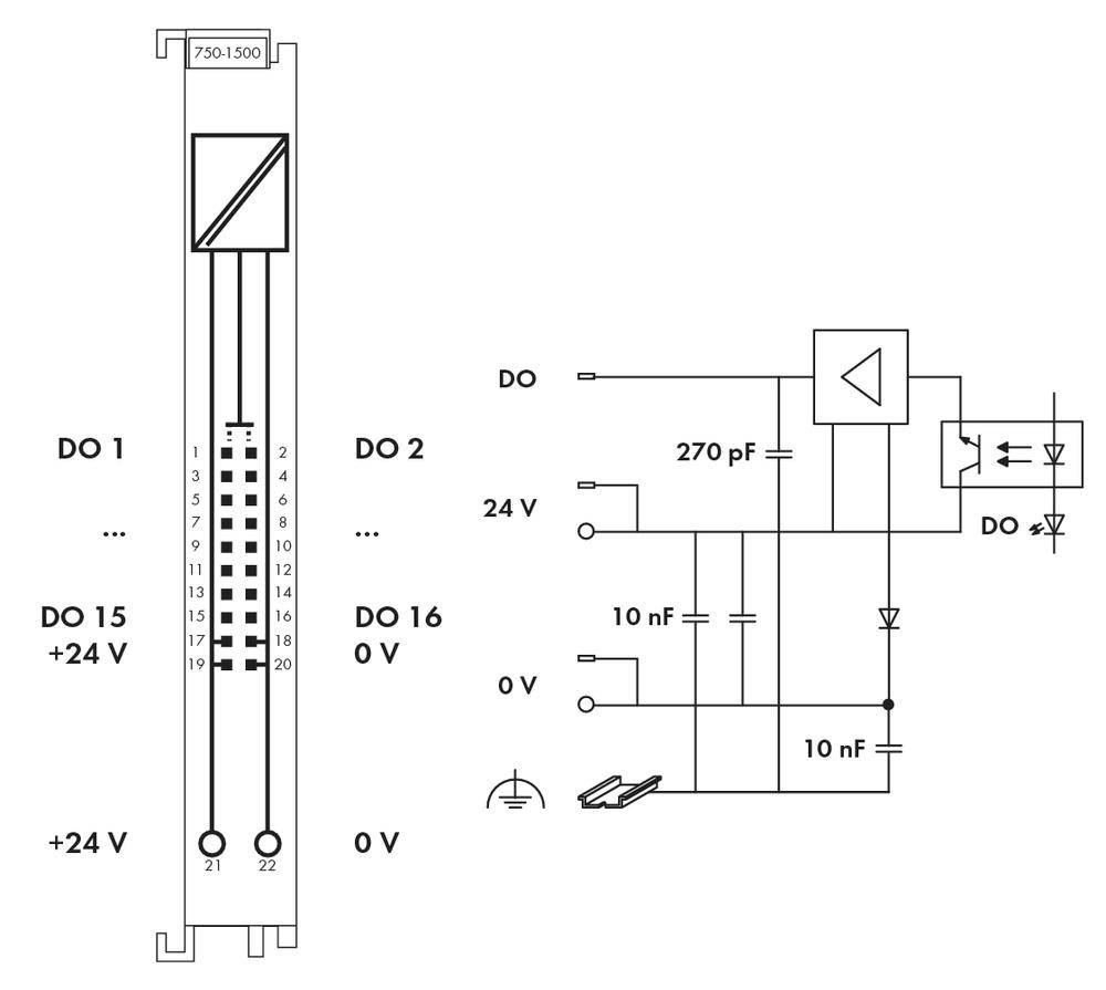 Diagramm einer elektrischen Schaltung mit Spannungsausgängen DO 1 und DO 2. Zeigt Kondensatoren, Dioden und Widerstände mit Markierungen.