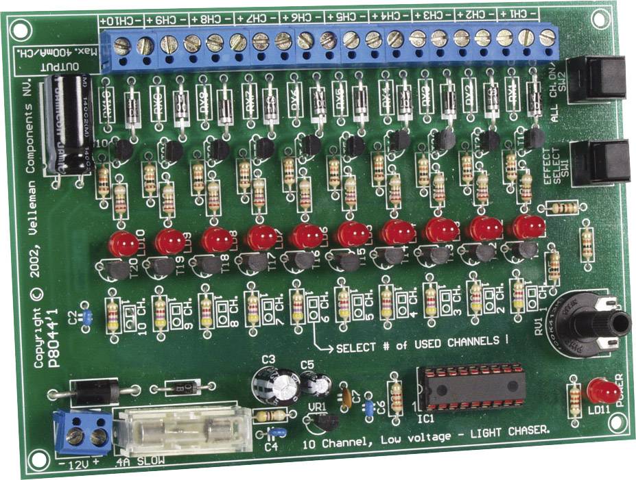 Whadda K8044 Lauflicht Bausatz Ausführung (Bausatz/Baustein): Bausatz 12 V/DC