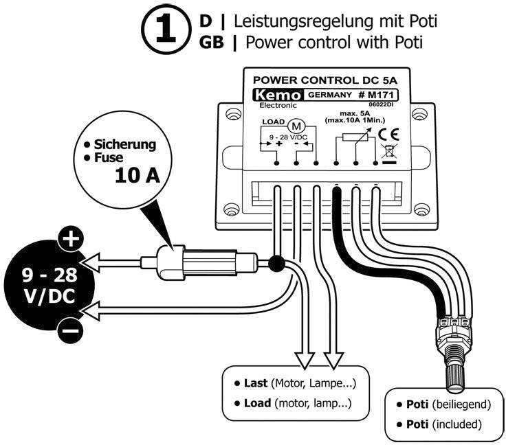 Kemo M171 Leistungsregler Baustein 9 V/DC, 12 V/DC, 24 V/DC