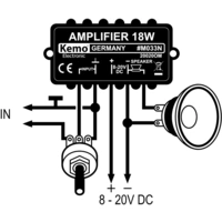 Kemo M033N Mono-Verstärker Baustein 9 V/DC, 12 V/DC, 18 V/DC, 20 V/DC 18W 4Ω Kemo M033N Mono-Verstärker Baustein 9 V/DC, 12 V/DC, 18 V/DC, 20 V/DC 18W 4Ω