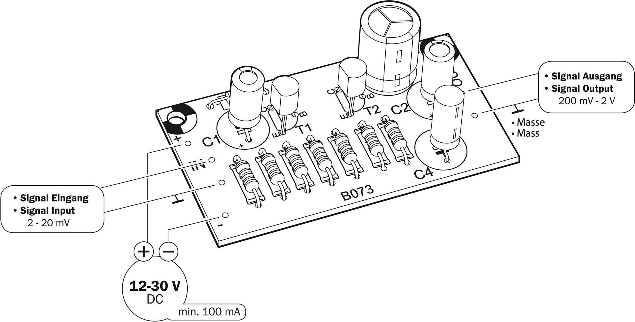 Kemo B073 Vorverstärker Bausatz 12 V/DC, 24 V/DC, 30 V/DC