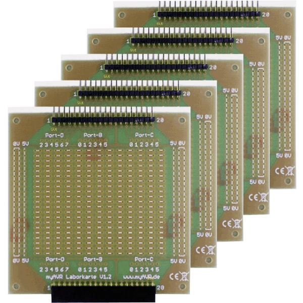 MyAVR 5 Rasterleiterplatten Laborkarten 1St. MyAVR 5 Rasterleiterplatten Laborkarten 1St.