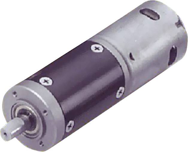 Ein kleiner Elektromotor mit einem zylindrischen Metallgehäuse und sichtbarer Welle, geeignet für mechanische Anwendungen.