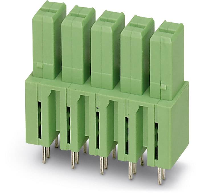 Grüner Steckverbinder mit fünf Pins, geeignet für elektronische Verbindungen.
