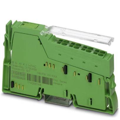Grünes elektronisches Modul in Keilform, mit mehreren Anschlüssen und einem transparenten Deckel; Modellnummer '294648'.