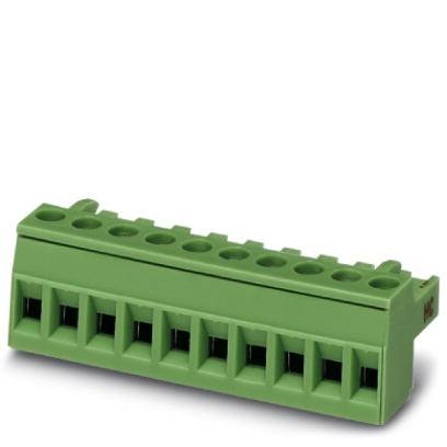 Ein grüner, mehrpoliger Steckverbinder mit acht Anschlüssen, oft in elektrischen Schaltungen verwendet.