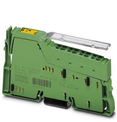 Ein grünes elektrisches Modul mit mehreren Anschlüssen, geeignet zur Integration in industrielle Steuerungssysteme.