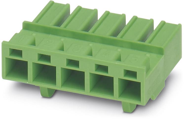 Grüner Steckverbinder mit fünf Anschlüssen, nummeriert von 1 bis 5, geeignet für elektrische und elektronische Verbindungen.