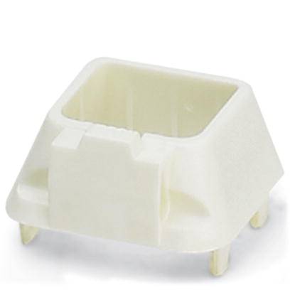 Weiße, quaderförmige Kunststofftastenkappe mit schraubenartigem Sockel, hauptsächlich für mechanische Tastaturen verwendet.