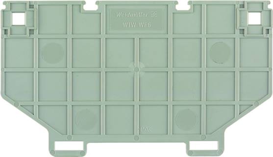 Ein graues Kunststoffteil mit der Aufschrift 'Weidmüller' und 'WM WFB', möglicherweise ein Bauteil eines elektrischen Geräts.