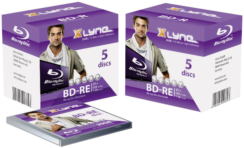 Xlyne 8J05001 Blu-ray BD-RE Rohling 25 GB 5 St. Jewelcase