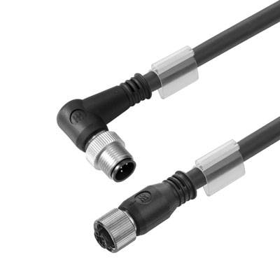 Weidmüller 1059710300 Sensor-/Aktor-Steckverbinder, konfektioniert M12 Stecker, gewinkelt, Buchse, gerade 3.00m Polzahl Sensoren