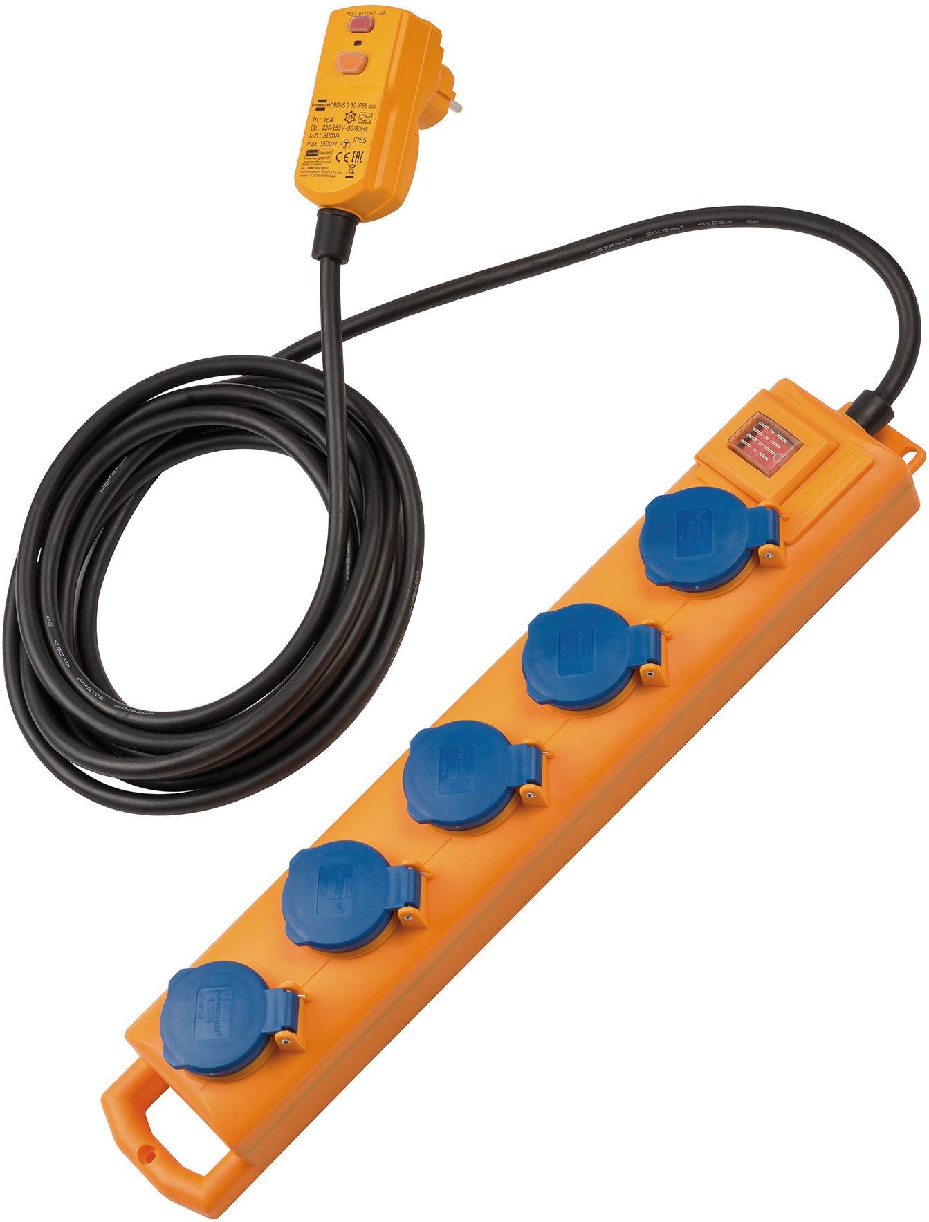 Brennenstuhl 1159900805 Steckdosenleiste mit Schalter 5fach Gelb Schutzkontakt 1St.