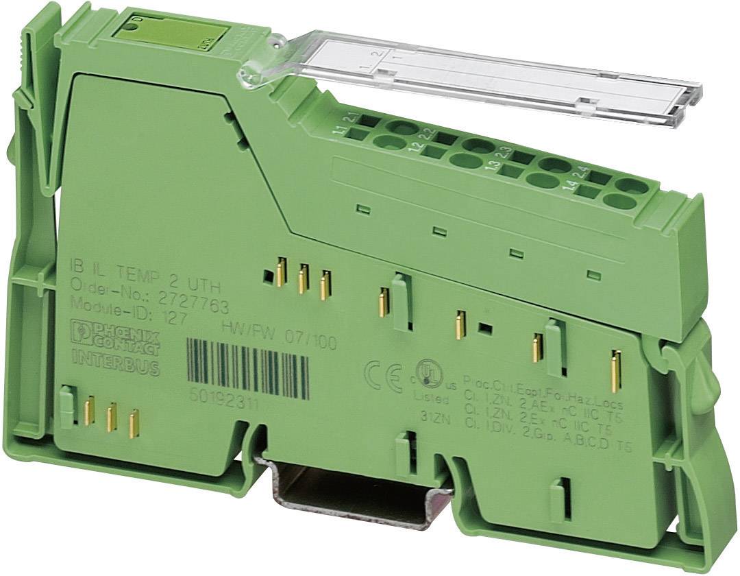 Grünes Phoenix Contact Modul, Modell B IL TEMP 2 UTH. Elektronische Klemmen zum Messen von Temperatur, mit Bauteil-Nummer 2727573.