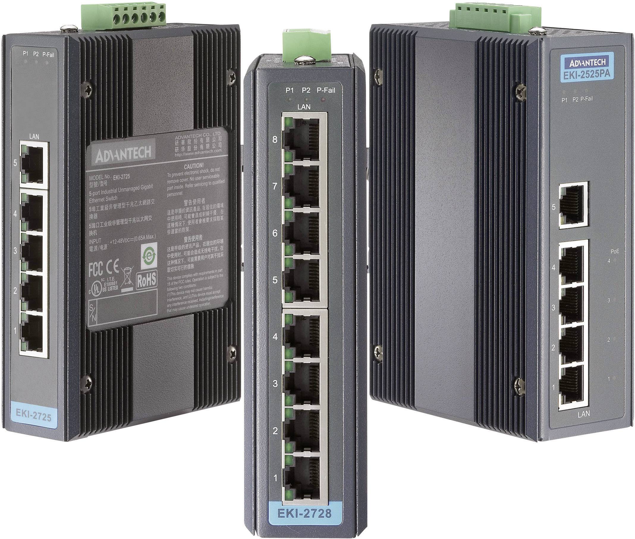 Advantech EKI-2525PA-AE Switch LAN Anzahl Ausgänge: 5 x 12 V/DC, 24 V/DC, 48 V/DC