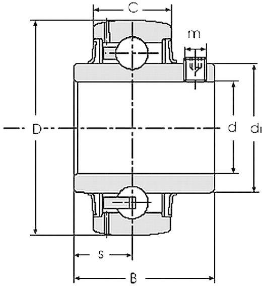 HTB UC 202 / YAR 202 / GYE 15 KRRB Spannlagereinsatz Bohrungs-Ø 15mm Außen-Durchmesser 28.5mm