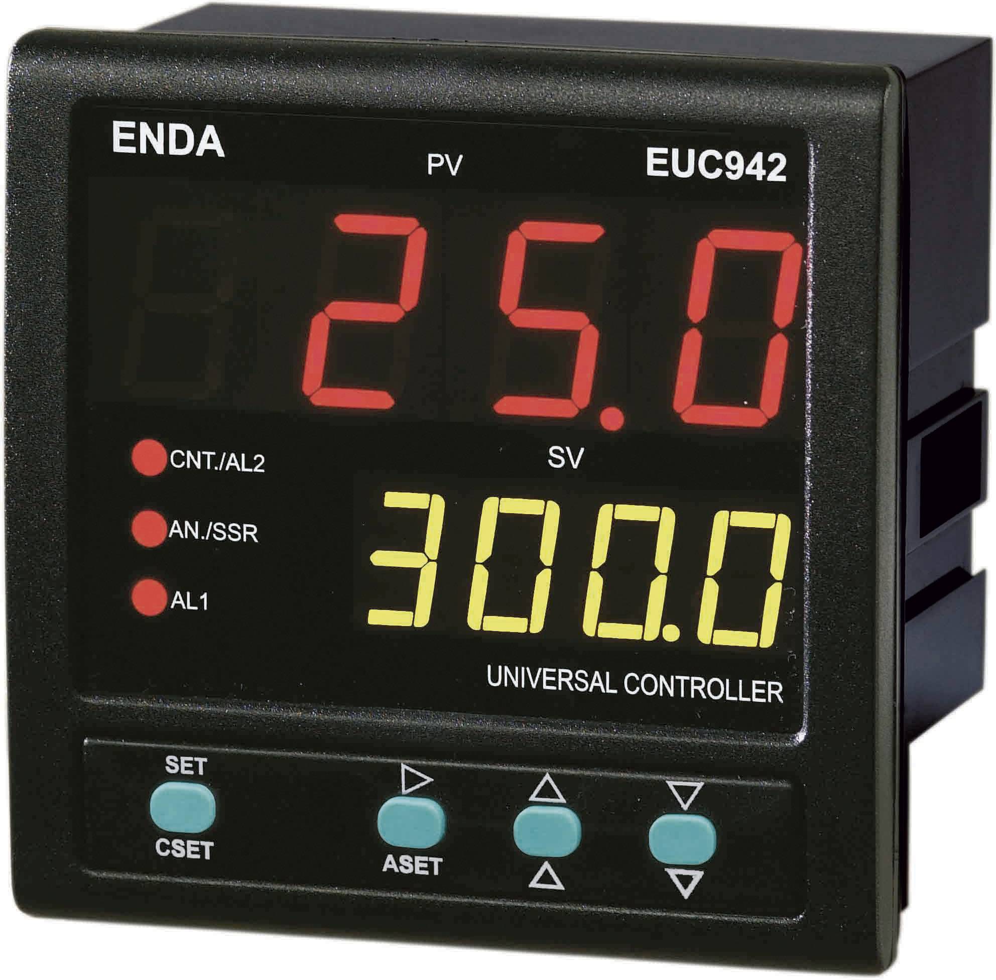 Enda EUC942 PID Temperaturregler J, K, T, S, R, Pt100 -200 bis +1600 °C Relais 2 A, Transistor, Analog Strom, RS 485 (L x B x H) 50 x 96 x 96 mm