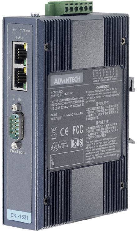 Advantech EKI-1521-CE Schnittstellen-Wandler RS-232, RS-422, RS-485 Anzahl Ausgänge: 1 x 12 V/DC, 24 V/DC