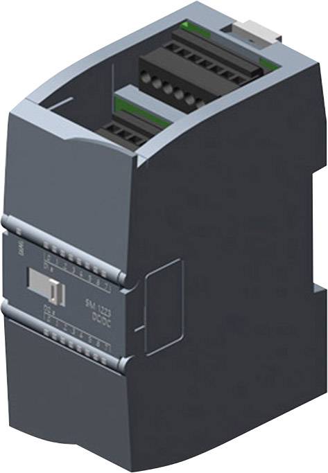 Ein dunkelgraues industrielles Steuergerät mit mehreren Anschlüssen an der Oberseite, wahrscheinlich für elektrische Verbindungen.