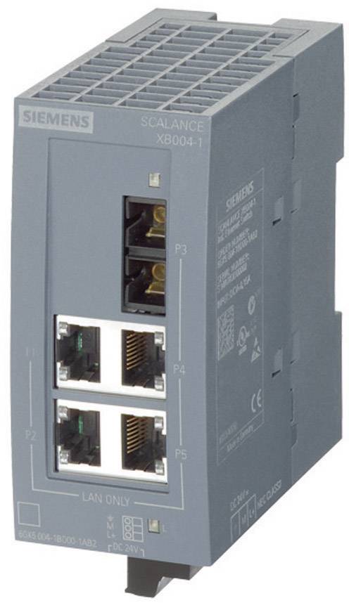 Ein graues Siemens SCALANCE Netzwerkmodul mit mehreren Ethernet-Anschlüssen, geeignet für industrielle Kommunikation und Datenverarbeitung.