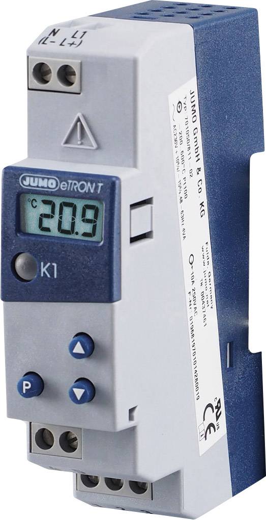 Jumo eTRON T Temperaturregler KTY -200 bis +600°C Relais 10A (L x B x H) 90 x 22.5 x 61.6mm
