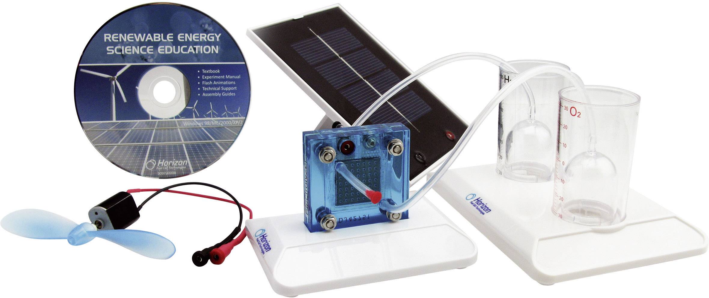 Experimentierkit für erneuerbare Energien mit Solarzelle, Brennstoffzelle, Windgenerator und CD mit Anleitungen zur wissenschaftlichen Bildung.