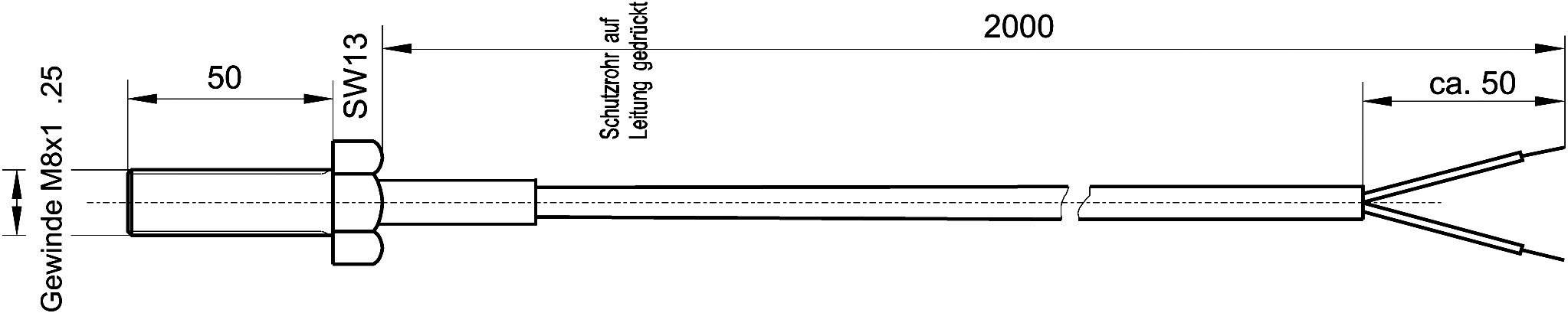 Enda Temperatursensor K4-PT100-M8x50-2M Fühler-Typ Pt100 Messbereich Temperatur-50 bis 400°C Kabellänge (Details) 2m