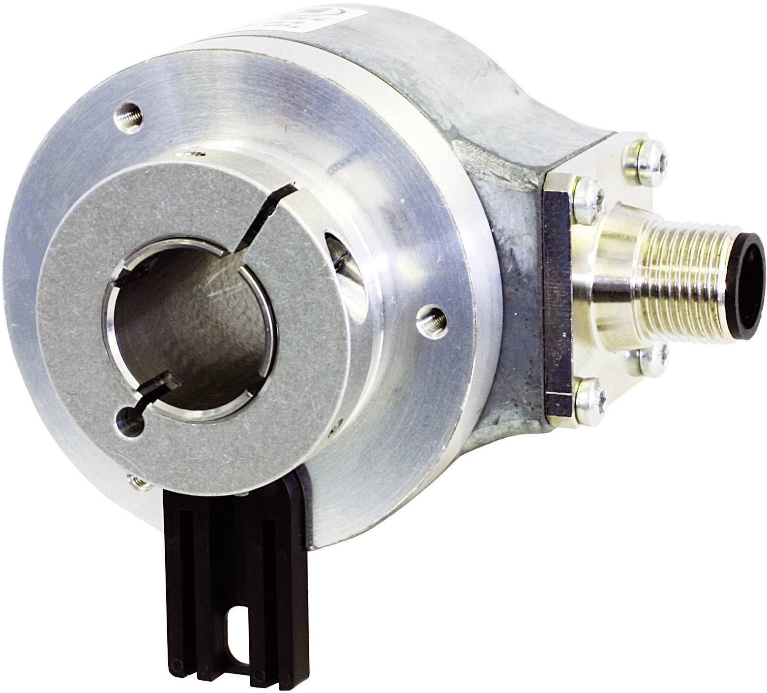 Ein zylindrischer Metall-Encoder mit Steckverbinderanschluss, typischerweise zur Positionsbestimmung in Maschinen verwendet.