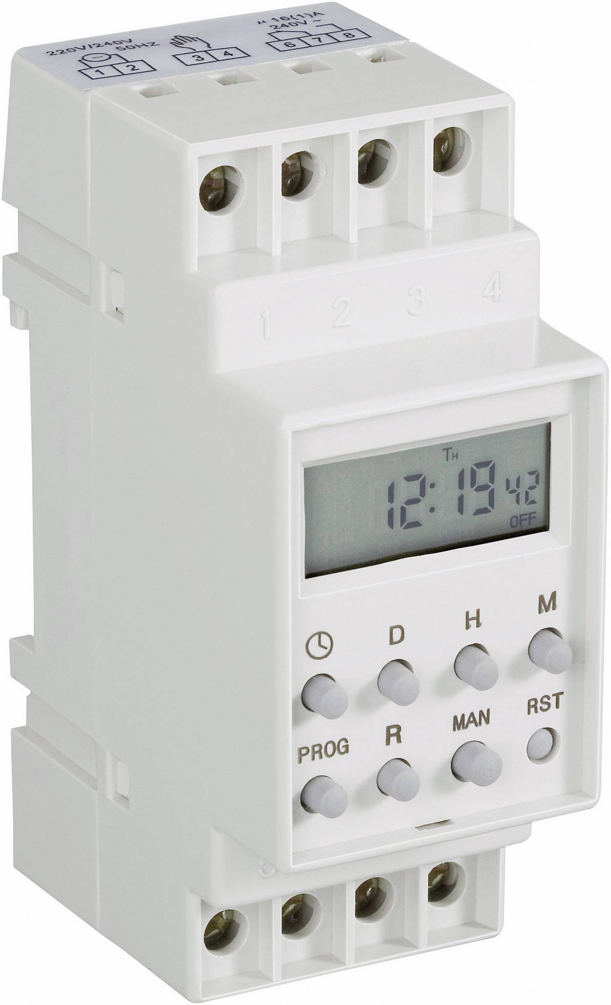 Hutschienen-Zeitschaltuhr digital 230 V/AC 16 A/250 V