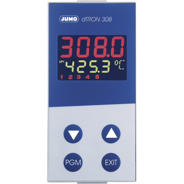 Jumo dTRON 308 (hoch) PID Temperaturregler Pt100, Pt500, Pt1000, KTY11-6, L, J, U, T, K, E, N, S, R, B, C, D -200 bis +2400°C