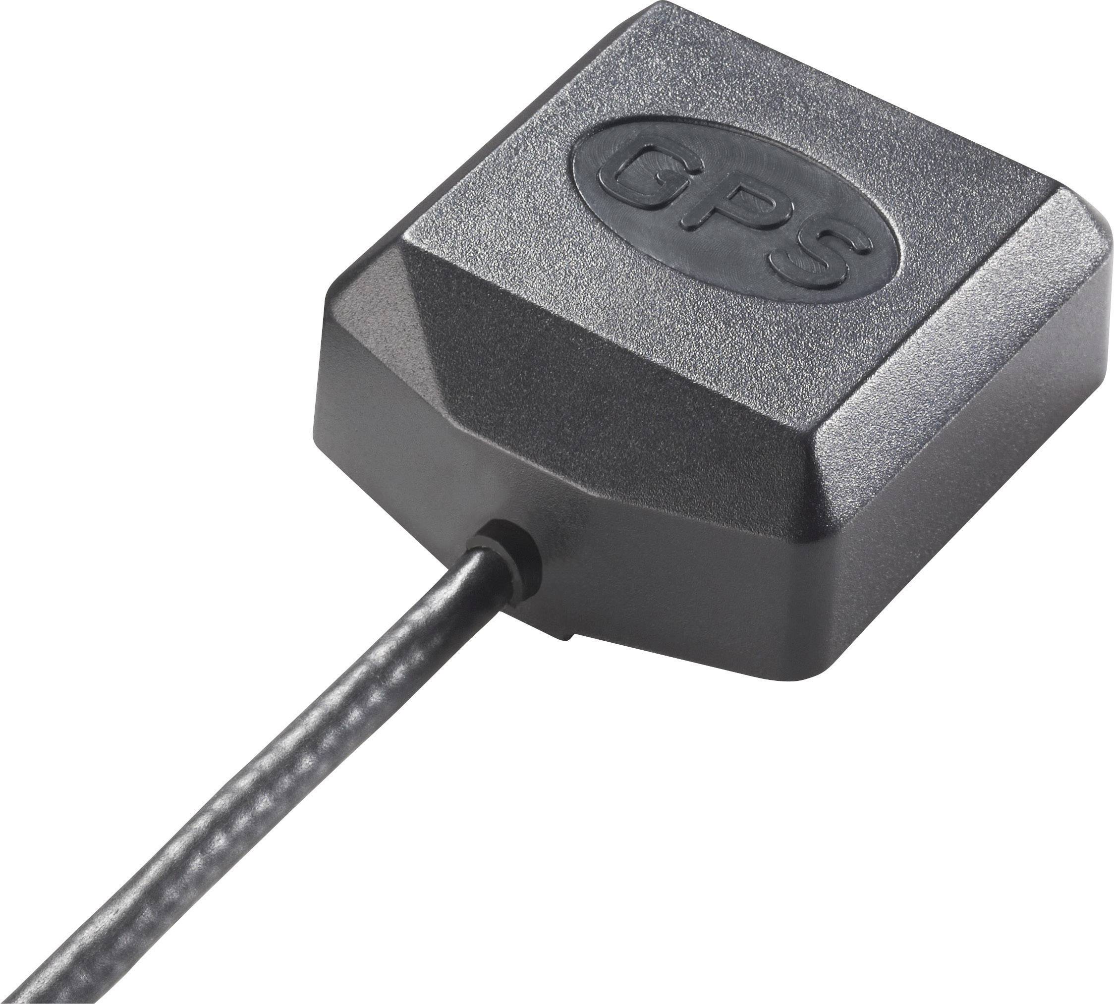 Schwarzer GPS-Empfänger mit Kabel, kompakt, zur Positionsbestimmung.