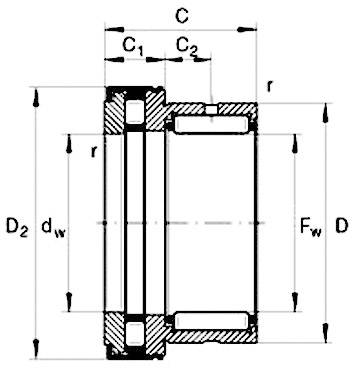 UBC Bearing NKXR 17 Z Zylinderrollenlager Bohrungs-Ø 17mm Außen-Durchmesser 31.2mm Drehzahl (max.) 8400 U/min