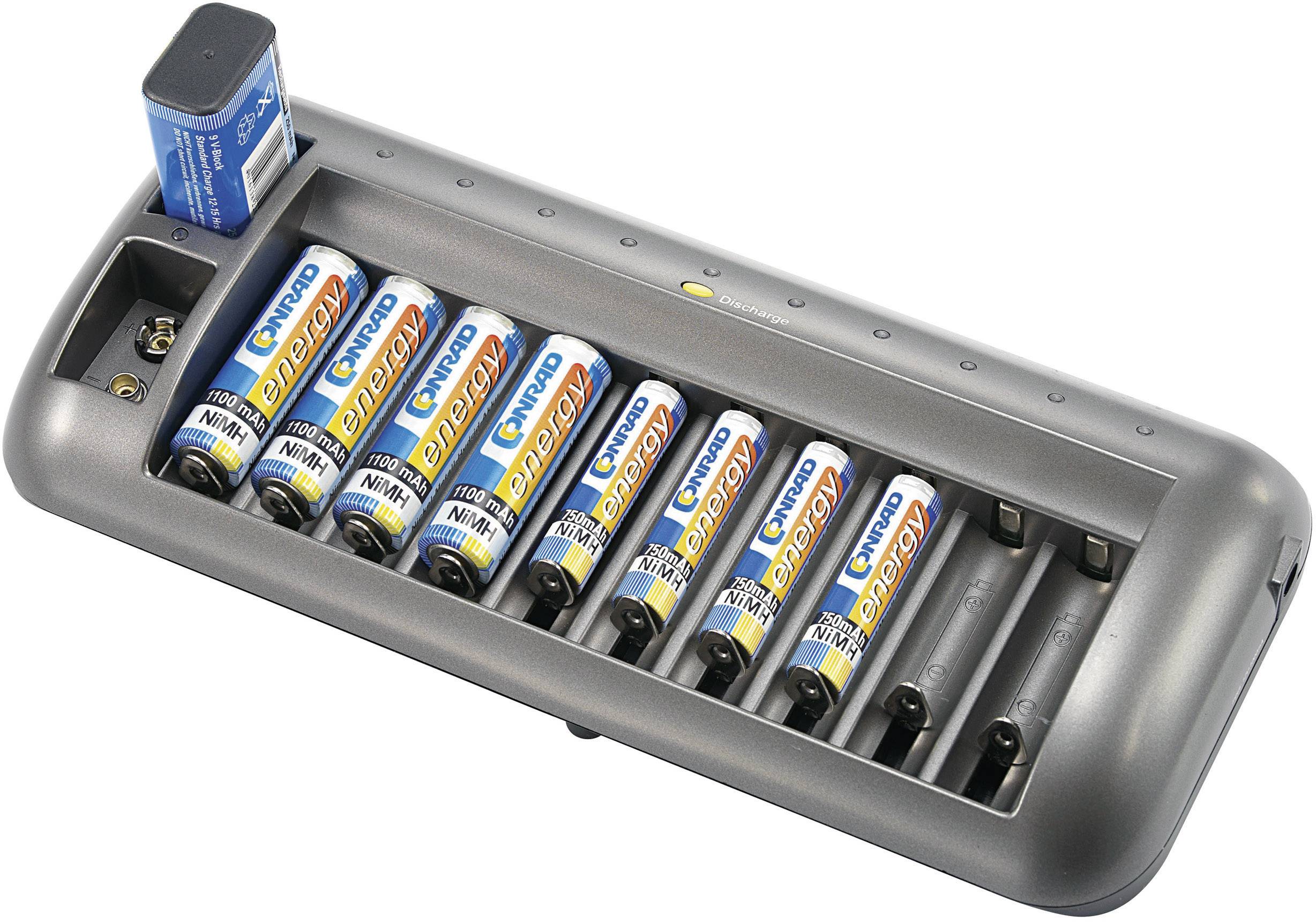 Basetech BTL-12 Rundzellen-Ladegerät NiCd, NiMH 9V Block, Micro (AAA), Mignon (AA)