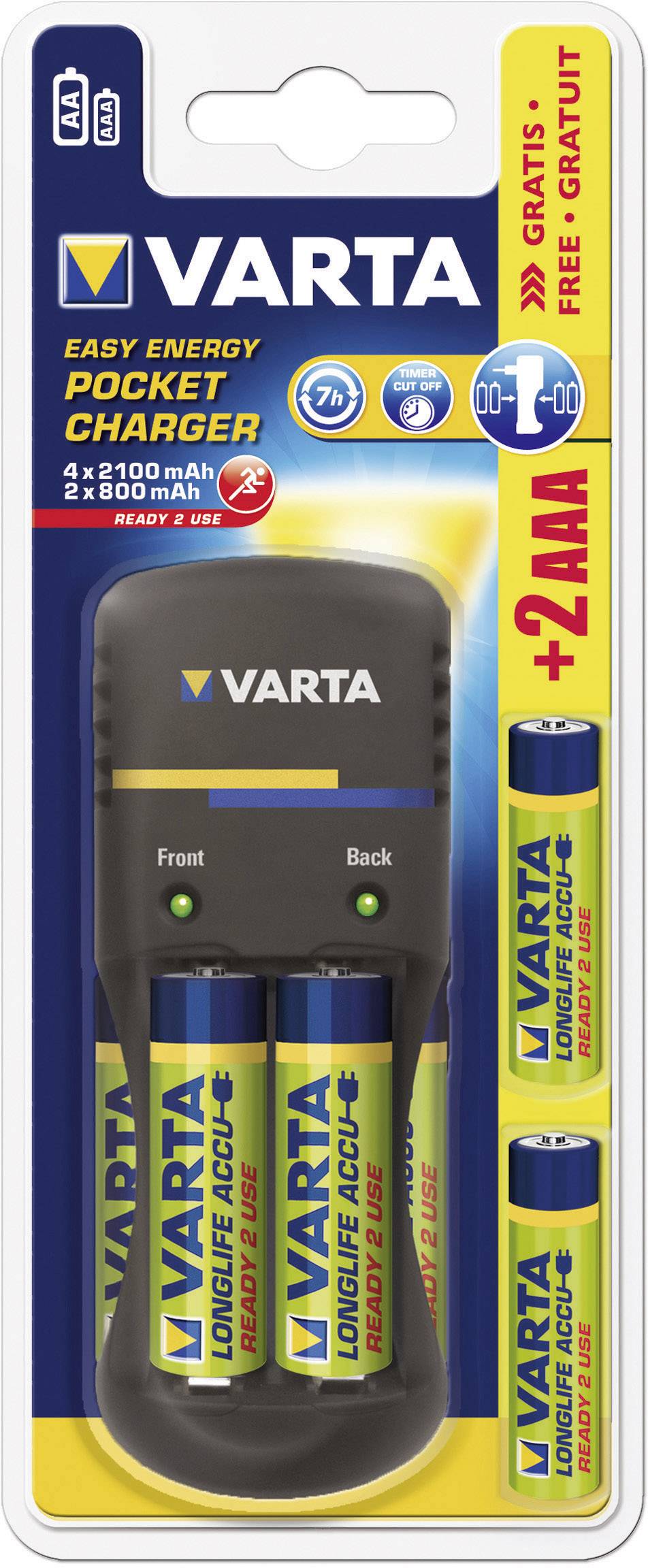 Varta Pocket Charger Rundzellen-Ladegerät NiMH Micro (AAA), Mignon (AA)