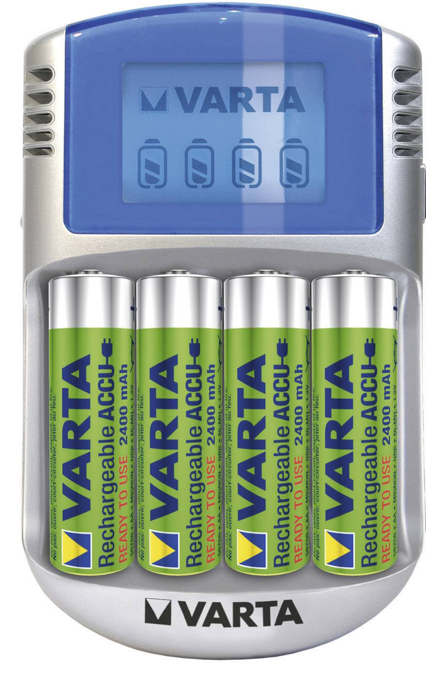 Varta LCD-Lader Rundzellen-Ladegerät inkl. Akkus NiMH Micro (AAA), Mignon (AA)