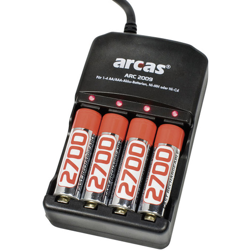 Arcas ARC-2009 Rundzellen-Ladegerät NiCd, NiMH Micro (AAA), Mignon (AA)
