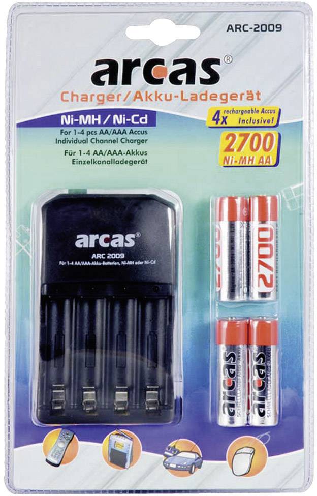 Arcas ARC-2009 Rundzellen-Ladegerät NiCd, NiMH Micro (AAA), Mignon (AA)